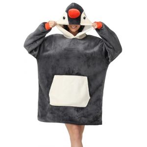 LATH.PIN Unisexe Sweat &agrave; Capuche Panda Pull Large Robe de Chambre Animal Microfibre Couverture Flanelle Panda Mignon Douce Epaisse Chaud avec Grandes Poches (Mescara, neuf)