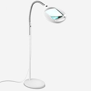 MULTIREX - Lampe loupe LED sur pied, lentille 168x103mm, grossissement 2,25x, 42 LED à 6500K Lumière du jour, col de cygne ajustable, idéale pour lecture, bijouterie, tricot, modélisme. (MULTIREX, neuf)