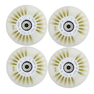 SSCYHT 4 PCS Roues de Roller en Ligne, avec Roues de Skate Flash LED Roue de Remplacement 60mm/62mm/64mm/68mm/70mm/72mm/76mm/80mm Rouleau Inline pour Enfants et Adolescents,Jaune,76mm (our story, neuf)