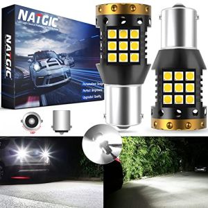 NATGIC 1156 BA15S Ampoule LED Blanc 3700LM, P21W LED Canbus Ampoule de Recul 3030 45-SMD 12-24V Pas d'Hyper Flash Voiture LED Feu de Recul Feu Stop Feu Arrière Feu Antibrouillard Arrière (Lot de 2) (NatGic, neuf)