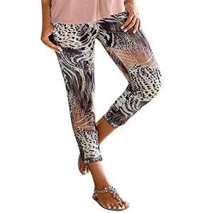 G&eacute;n&eacute;rique Pantalon Fluide Femme &Eacute;t&eacute; Boho Harem D&eacute;contract&eacute; Taille Haute Floral Imprimer &Eacute;lastiqu&eacute;e Baggy L&eacute;ger pour Yoga Plage Sarouel avec Poches (YINYUAN（Livraison en 5 &agrave; 8 jours), neuf)