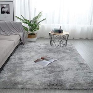 Pauwer Tapis Salon &agrave; Poils Longs Shaggy Moelleux Tapis Chambre Descente de Lit Chambre Antid&eacute;rapant, Tapis en Fourrure Lisse et Soyeuse Moderne Moquette Salon pour Enfant (Gris Clair, 80x160cm) (Pauwer Enyhom, neuf)