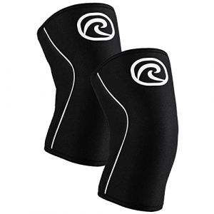 Rehband Genouill&egrave;re Power Max 7mm, Bandage de genou halt&eacute;rophilie, powerlifting, haute stabilit&eacute; pour les genoux et les muscle, Couleur:Noir - 1 Paire, Taille:M (Rehband, neuf)