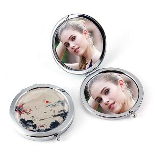 Petit Miroir de Poche Femme pour Sac à Main Miroir Maquillage Double Face Pliable, 7 cm de Diamètre Miroir Compact de Voyage Portable Clapet Rond Miroir de Sac avec Grossissant x3 (ADDDD, neuf)