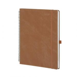 POPRUN Agenda 2026 Semainier A4 Grand Format 29,7 x 21 cm en Fran&ccedil;ais - Couverture Souple en PU Cuir Spirale, Intervalles de 15 minutes, D'Jan 2026 &agrave; D&eacute;c 2026, Papier 100 g/m&sup2;, Marron (Time Works Wonders, neuf)
