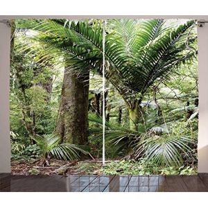 ABAKUHAUS For&ecirc;t Rideaux, Feuillage Conception Jungle, D&eacute;coration Int&eacute;rieure Accent Lot de 2 Panneaux, 280 x 225 cm, Vert Marron (Abakuhaus, neuf)