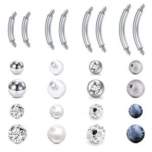 Briana Williams 8 Pi&egrave;ces Nombril Barres Piercing Barres de Ventre Banane 14G Acier Chirurgical Courbe Halt&egrave;re 6/8/10/12mm Piercing Bijoux (Ana Body Jewelry, neuf)