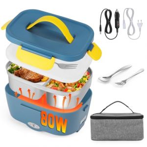 80W Électrique Gamelle Chauffante Boîte à Lunch 3 en 1 Lunch Box Gamelle Chauffant Boite Repas Alimentaire 220V 12V 24V en Acier Inoxydable Thermique Amovible Convient pour Voiture Camionet (Trans Cargo Success, neuf)