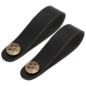 2 Pièces Cuir PU Guitare Poupée Sangle Cravate Guitare Cou Sangle Bouton Poupée Adaptateur Rétro pour Ukulélé électrique Acoustique (nineoneeu, neuf)