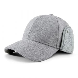 PivotWing Casquette Homme Casquette Homme Hiver Chapkas Homme Casquette Femme Laine Chapeau Femme Hiver Casquette de Baseball en Laine avec Cache Oreilles Chapeau de Trappeur Gris Clair 58CM (PivotWing Direct, neuf)