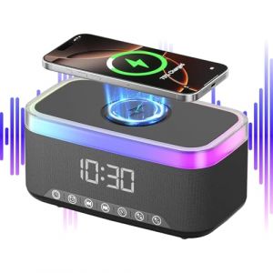 R&eacute;veil avec Chargeur sans Fil | Lampe d'Ambiance avec Enceinte - Chargeur sans Fil Num&eacute;rique avec Haut-Parleur - pour Chevet, Chambre, Nuit, Int&eacute;rieur, Maison, Sommeil et Lieu de Travail (guangzhousiyuan, neuf)