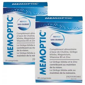 Memoptic - Memoptic Complement alimentaire Densmore - Ginkgo biloba - Choline - Magnesium - Vitamine B5 et Zinc - Lot de 2 Boites de 30 Comprimés (Para Santé Services, neuf)