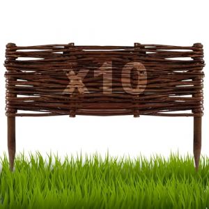 Floranica Bordures de Parterre en Saule Lot de 10 pièce 20 cm x 40 cm Clôture en Bois de Osier pour Bordure Plate-Bande Palissade Bordures de Fleurs Décoratives Panneau en Saule (Pemicont, neuf)