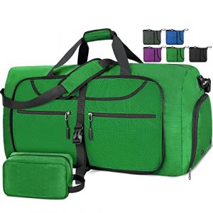 Lubardy Sac de Voyage Homme Pliable Imperméable Sac de Sport Grand Sac Weekend Maternité pour Cabine Avion Camping Randonnée 65L Vert (PPL EU, neuf)