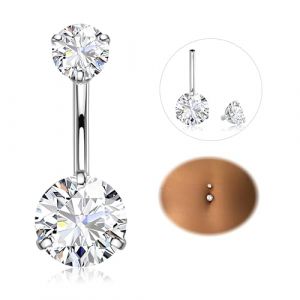 Diamday Piercing Nombril 316L Acier Chirurgical Piercing Nombril Barres 14G CZ Piercing Ventre Anneaux Inverse Nombril Barbell Long Ventre Barres Piercing Nombril Anneau pour Femme 8/10/12/14/16mm (Diamday, neuf)