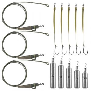 Suynauetev 13 Pièces Plomb Peche Montage Carpe Bas de Ligne Carnassier Hamecon Peche Peche Carpe 3.5g/5g/10g/14g/20g Karpfen Vorfach (peng chengban, neuf)