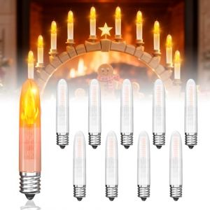 Lamptobe Ampoule E10 LED Bougie 0.2W Flamme vacillante - Ampoules E10 de rechange - 3LM Blanc Chaud 1800K Ampoule Bougie LED pour Arche Lumineuse, Arbre de No&euml;l, Guirlande, Lot de 10 (Lamptobe Shop, neuf)