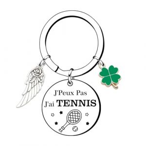 GOUYU Porte-clés « J'peux pas, j'ai tennis» avec acier inoxydable et breloque balle –idéal cadeau pour tennisman - création (GUOYU SHOP, neuf)