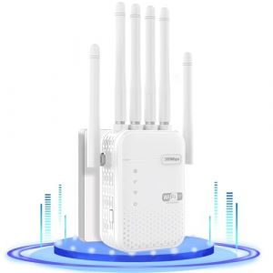 R&eacute;p&eacute;teur WiFi,Amplificateur WiFi,repeteur WiFi Puissant avec 6 Antennes Puissantes,2 Ports LAN,Mode R&eacute;p&eacute;teur & Routeur & AP,repeteur WiFi Exterieur Couverture WiFi de 300 m&sup2;,R082 (dijiete, neuf)