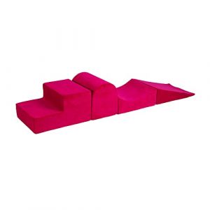 MEOWBABY 4 Elements Soft Foam Blocks Playset - Aire de Jeux 145x45cm pour B&eacute;b&eacute;s et Tout-Petits, Blocs d'escalade d'int&eacute;rieur, Aire de Jeux int&eacute;rieure pour Enfants - Durable, L&eacute;ger, Velours, Magenta (SpreetailDE, neuf)