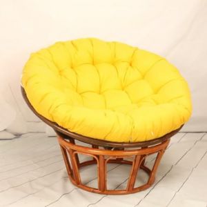 Bettschlange Coussin pour fauteuil suspendu, coussin pour fauteuil papasan, fauteuil de lecture, rond, coussin pour fauteuil suspendu papasan (chaises non incluses), jaune, 110 x 110 cm (Bettschlange, neuf)