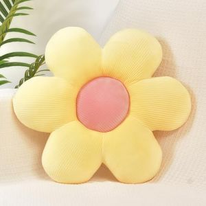 FSRONGXI Coussin décoratif avec motif marguerites - Joli coussin de sol - Esthétique - Pour lit, canapé, chaise - 38 cm (jaune) (Rong-518X, neuf)
