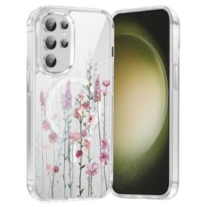 Saqmkil Coque Magn&eacute;tique pour Samsung Galaxy S25 Ultra 5G 6,8", Compatible avec MagSafe, Transparente Fille Etui Aesthetic Motif Fleur Silicone Case Antichoc Housse Cover pour Samsung S25 Ultra, 03 (HEILALA VANILLA, neuf)