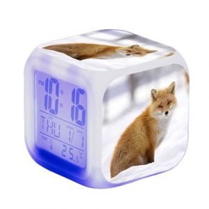 Blissbuilt Réveil numérique pour Enfant avec 7 Couleurs de Veilleuse,Snooze,LED Cube avec lumières Enfants réveils Horloge pour Table de Chevet pour Enfants et Adolescents (Motif Renard) (young mind, neuf)