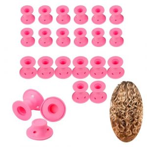 24 x Bigoudis en Silicone - Bigoudis à Coiffage Facile - Aide à la Beauté des Boucles sans Chaleur - Rose - 12 Grands 12 Petits - Convient à Tous les Types de Cheveux (Digiflex FR, neuf)