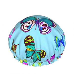 Bonnet de douche grand papillon volant bonnets de bain bonnet de cheveux portable grâce bonnet de douche étanche réglable pour salle de bain baignoire spa de bain (DoubleShopShow, neuf)