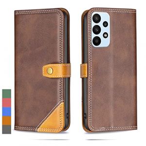 Klapber Coque pour Samsung Galaxy A23 5G Etui Housse Cuir pour Galaxy A23 5G &Eacute;tuis &agrave; Rabat Pochettes avec Fentes Cartes Protecteur Silicone Souple Ceinture &eacute;tuis pour Samsung A23 5G, Marron (Yuemmy, neuf)
