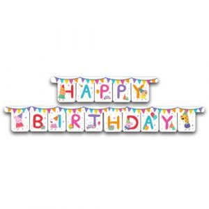 BeenSmile, Guirlande Peppa Pig, guirlande de f&ecirc;te Happy Birthday, d&eacute;coration d'anniversaire pour enfants, f&ecirc;te &agrave; th&egrave;me et c&eacute;l&eacute;brations pour enfants, 1 pi&egrave;ce (FMC-Store, neuf)