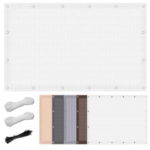 Filet Brise Vue 1.1 x 5 m Respirant Protection Solaire Voile d'ombrage avec &OElig;illets avec Cordes et Serre-C&acirc;bles pour Jardin Terrasse Balcon Camping Pergola, Blanc (GOUTUI!, neuf)