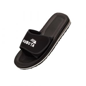 Kubota Claquettes à scratch Homme – Sandales été – Claquettes avec fermeture auto-agrippante – Chaussures pour piscine et plage – Chaussons – Noir – 49 (Kubota Store, neuf)