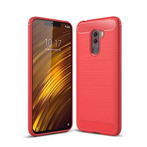 Cruzerlite Coque pour Xiaomi Pocophone F1, Carbon Fiber Shock Absorption Slim TPU Cover pour Xiaomi Pocophone F1 (Red) (Swiss case Limited, neuf)