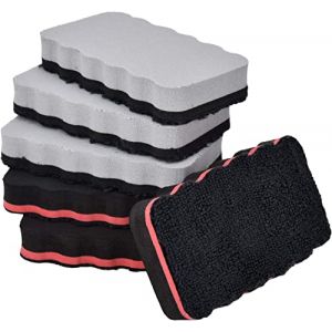 Lot de 6 &eacute;ponges pour tableau blanc, magn&eacute;tiques et lavables &agrave; la main, en microfibre, pour tableau &agrave; feuille, tableau m&eacute;mo, tableau magn&eacute;tique, tableau d'&eacute;criture (3 noirs et 3 gris) (JULUM_TRD, neuf)
