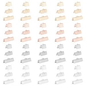 UNICRAFTALE Environ 60 pcs 4 Couleurs Ruban en Acier Inoxydable Embouts à Sertir 3 Tailles Embouts à Sertir en Métal Fermoir en Cuir Embouts à Sertir DIY Accessoires Décoifs (ENBISI EU, neuf)