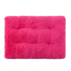 Mateju Panier Moelleux pour Chien, Panier Chat Rectangle en Peluche Coussin Chien Moelleux Lavable Lit pour Chat Interieur Confortable avec Fond Antid&eacute;rapant (Rose Rouge,M 65x50cm) (Meiju, neuf)