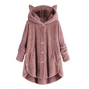 VDDTAGAM Doudoune Femme Longue Mode Femme Sweat Capuche Femme Manteau Cape Femme Polaire Femme Zipp&eacute;e Polaire Femme Zipp&eacute;e Veste Ski Femme Veste Femme Polaire Sweat Plaid Veste Femme H(Pink,M) (VDDTAGAM, neuf)