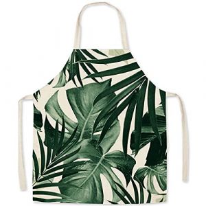 FOMAISELF Tablier de cuisine en lin pour enfants - Tablier pour enfants &agrave; motif de feuilles, tabliers pour fille de fils pour la cuisson, la peinture, la f&ecirc;te (littleear, neuf)