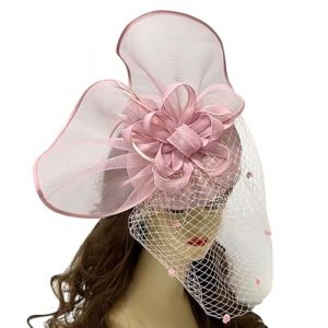 YCHUCH Accessoires pour cheveux, chapeau bibi de fête, pince à cheveux pour fête, mariage, femme, bibi à fleur en filet avec épingle à cheveux, grand chapeau de fleur (;intao, neuf)