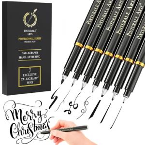 Pinturale Arts® Set 7 Stylo Calligraphie | Feutre Dessin Professionnel | Stylo Feutre Noir Pointe Fine de Qualité Professionnelle Idéale pour Calligraphie, Dessin, Manga, Illustrations | Liner Dessin (Leonition, neuf)