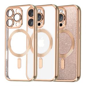 Tikgue Coque pour iPhone 16 Pro Max Magnétique，[Compatible avec MagSafe][Carte Paillette] Housse Transparente Glitter Souple Silicone TPU Étui Antichoc Protection Cover - Rose (Tikgue, neuf)