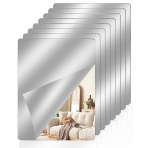 MINISOISO 8 Pièces Miroir Adhesif Mural, Feuilles de Miroir Flexibles Auto-Adhésif, Miroir Mural Autocollant Acrylique, Miroir Autocollant, pour Salon, Chambre, Salle de Bain, Porte, 30 x 20 cm (TEKTONIX LTD, neuf)