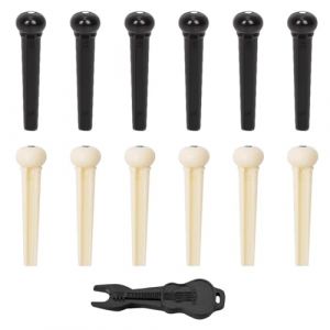 12 pi&egrave;ces de chevilles de chevalet pour guitares acoustiques, 1 pi&egrave;ce de qin de guitare, chevilles de chevalet pour cordes de guitare, broches de chevalet pour guitare d&rsquo;instrument de musique, outils (TRENDWAVE STORE, neuf)