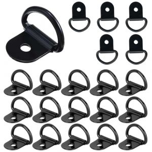 XoeLLe 20 Pi&egrave;ces Anneaux D'arrimage, Cochet d'ancrage en D Anneau pour Remorque en Acier Inoxydable, Montage D Anneaux Cochet d'Arrimage Pliable Bequille Remorque pour Remorque Camion Camping (Noir) (HAOFAN EU, neuf)