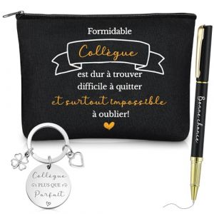 Xuniea Set de Cadeaux pour Coll&egrave;gue de Travail Femme Porte-Cl&eacute;s pour Coll&egrave;gue Trousse de Maquillage Stylo &agrave; Bille Pochette de Toilette Cadeau d'Adieu de Depart Retraite Anniversaire No&euml;l(C&oelig;ur) (Yanyhhng, neuf)