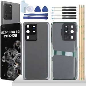 YHX-OU 6.9'' Gris Cache Batterie pour Samsung Galaxy S20 Ultra Galaxy S20 Ultra 5G Vitre Arri&egrave;re, Couvercle de Batterie Remplacement pour S20 Ultra 5G S20 Ultra+ Outil d'installation (HWTome, neuf)