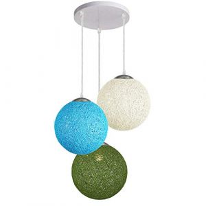 LEDSone Plafonnier moderne de 20 cm, 3 abat-jour, hauteur (95 cm), suspension réglable pour décoration d'intérieur et amélioration essentielle (bleu, blanc et vert) (LEDSONE, neuf)