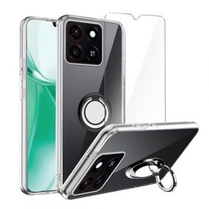 LYZXMY Coque pour ZTE Blade A55/ Blade A35(6.75") Transparent Housse + Support de Bague rotative+ Verre tremp&eacute; Protection &eacute;cran (SLMY, neuf)